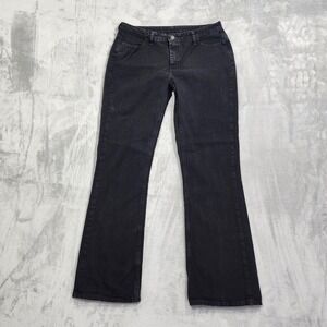 Lee Jeans Womens 14 LONG Black Mid Rise Bootcut Stretch Denim Charcoal Wash